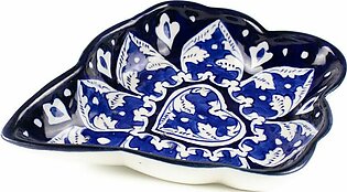 Blue Pottery Dish Leaf Shape