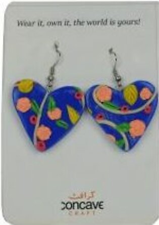Clay Art Earrings – Heart Shape – Blue