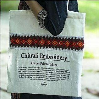 Embroidered Tote Bag – Chitral Embroidery (Brown)