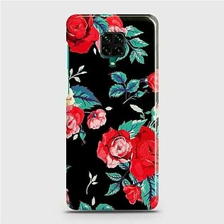 Xiaomi Redmi Note 9 Pro Cover – Luxury Vintage Red Flowers Printed Hard Case with Life Time Colors Guarantee