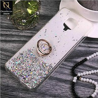 Xiaomi Redmi Note 9 Pro Cover – White – New Fancy Bling Glitter Soft Case With Ring Holder – Glitter Does Not Move