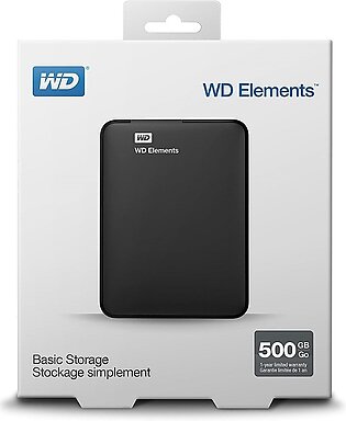 Western Digital Elements Portable Hard Drive 500GB Black (Open Box)