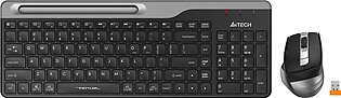 A4tech Fstyler FB2535CS Bluetooth/Wireless Dual Mode Keyboard & Silent Click Mouse Combo Set (Grey) - Easy-Switch up to 4 Devices for Windows, Mac, Chrome OS, Android, iPad, iPhone, Smart TV, Apple TV