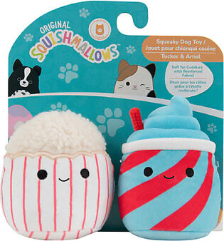 Squishmallows Squeaky Plush 2-Pack Snacks (Tucker & Arnel) Dog Toy