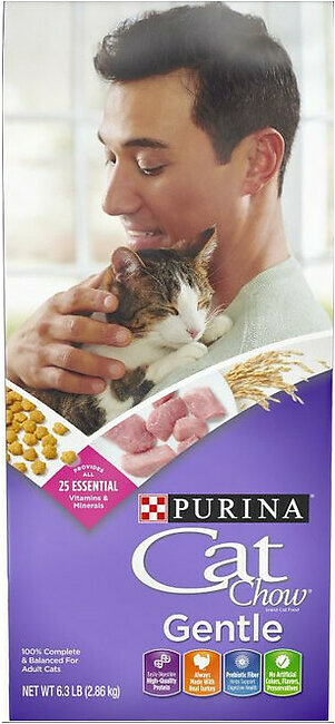 Purina Cat Chow Gentle Sensitive Stomach Dry Cat Food, 6.3 Lbs.