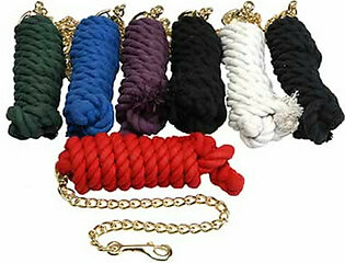 Cotton Lead Rope 10 Feet with Chain & Snap, Purple