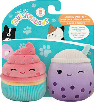 Squishmallows Squeaky Plush 2-Pack Sweets (Poplina & Diedre) Dog Toy
