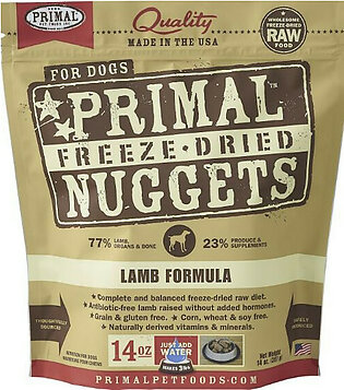 Primal Grain Free Raw Freeze-Dried Lamb Nuggets Dog Food, 14 Oz.