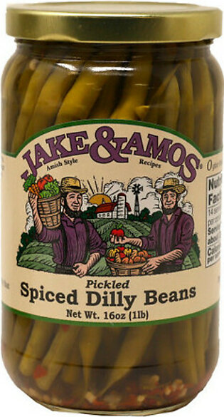 Jake and Amos Pickled Spicy Dilly Beans 16 Ounces