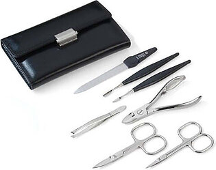 Niegeloh 7 piece Women's Manicure Set in Black Leather Case