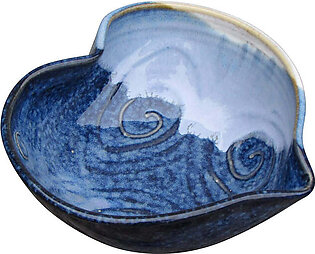 Castle Arch Pottery Small Heart Shaped Decorative Serving Bowl Handmade in Ireland. Original Design Tableware Dish Measures 6” with Hand-Glazed Spiral Finish