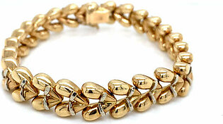 14k yellow gold fancy heart link bracelet
