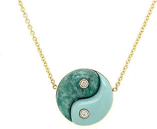 YIN YANG NECKLACE -  MILKY TURQUOISE & SERPENTINE
