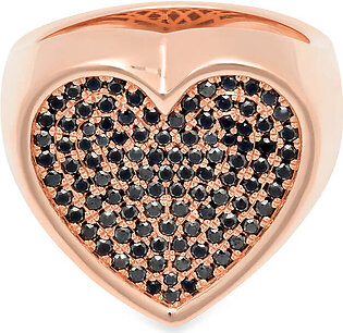 Black Diamond Heart Surface Ring