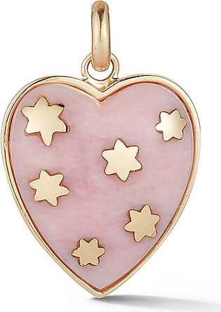 14K Gold and Pink Opal Heart Charm