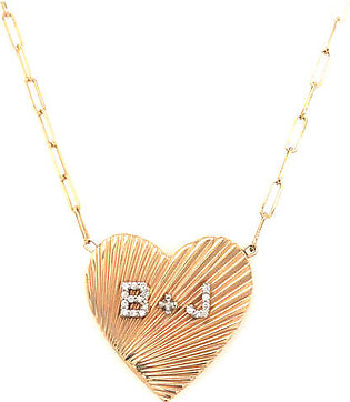 THE LOVE FLUTED HEART NECKLACE WITH DIAMOND INITIALS