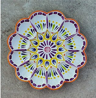 Deviled Eggs / Snack Plate 10" D Purple-Yellow Colors