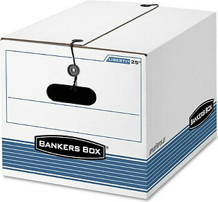 Bankers Box Stor/file - Letter/legal, String & Button - Stackable - Heavy Duty - 11" Height X 12.3" Width X 16" Depth External Dimensions - Fiberboard - White, Blue - File (FEL00025)