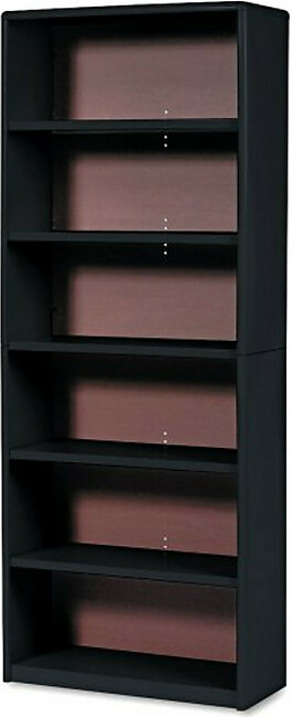 Safco Value Mate Bookcase - 31.8" X 13.5" X 80" - Steel, Fiberboard, Plastic - 6 X Shelf[ves] - Black (7174BL)