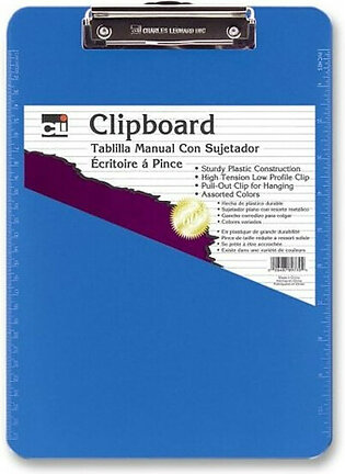 Cli Rubber Grip Clipboard - 8.50" X 11" - Low-profile - Plastic - Neon Blue (LEO89715)