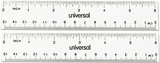 Universal Office Products UNV59025 Clear Plastic Ruler, Standard/metric, 6"