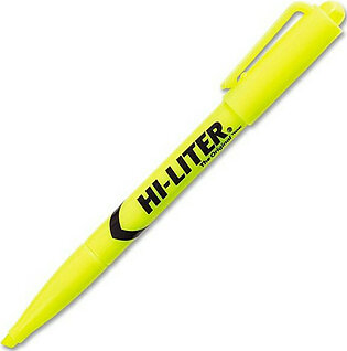 Avery Hi-liter Fluorescent Pen Style Highlighter - Chisel Marker Point Style - Fluorescent Yellow Ink - Yellow Barrel - 12 / Dozen (23591)