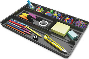 Deflect-o Plastic Desk Drawer Organizer - 1" Height X 14" Width X 9" Depth - Black (DEF38104)