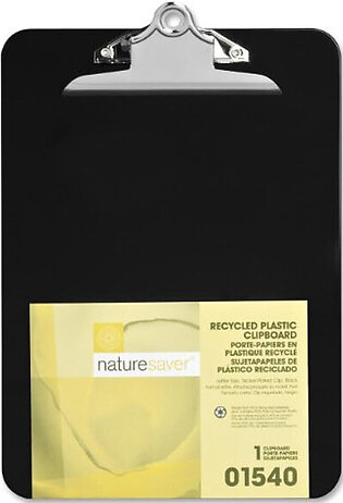 Nature Saver Recycled Clipboard - 1" Capacity - 8.50" X 12" - Heavy Duty - Plastic - Black (NAT01540)