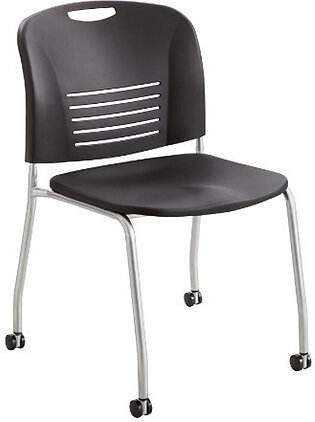 Safco Vy Straight Leg Stack Chairs W/ Casters - Plastic - Plastic - Steel Powder Coated Frame - 22.5" X 19.5" X 32.5" Overall Dimension (4291BL)