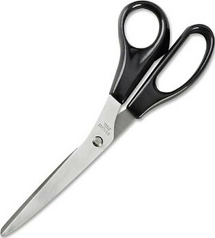 Business Source Stainless Steel Scissors - 8" Overall Length - Bent-right - Plastic, Stainless Steel - Black (BSN65647)