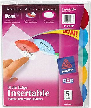 Avery Style Edge Clear Plastic Insertable Divider - 8.50" X 11" - 5 / Set - Assorted Divider - Multicolor Tab (AVE11200)