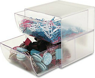 DEFLECTO CORPORATION 350101 Two Drawer Cube Organizer, Clear Plastic, 6 X 6 X 7 3/8