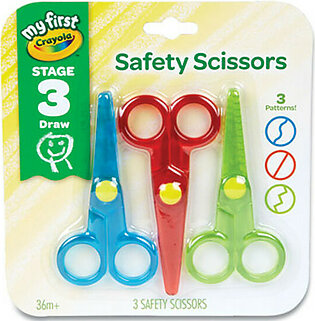 Crayola 81-1458 My First Crayola Safety Scissors, Rounded Tip, Assorted Straight Handles, 3/pack