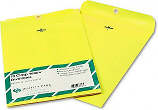 Quality Park Brightly Colored Clasp Envelope - Clasp - 9" X 12" - Gummed - 10/pack - Yellow (38736)