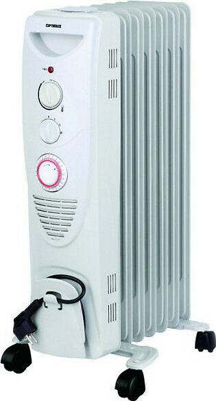 Optimus H6013 White 7 Fins Oil Filled Radiator Heater & Timer