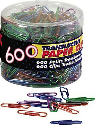 Oic Translucent Vinyl Paper Clips - No. 2 - 600 / Box - Blue, Purple, Green, Red, Silver (OIC97211)