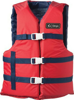 Onyx Universal General Purpose Life Vest - For Swimming - Universal Size for Adult - Nylon, Foam - Red, Navy - Absolute Outdoor 3570-0131