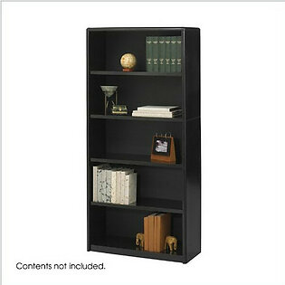 Safco Valuemate Bookcase - 31.8" X 13.5" X 67" - Steel, Fiberboard, Plastic - 5 X Shelf[ves] - Black (7173BL)