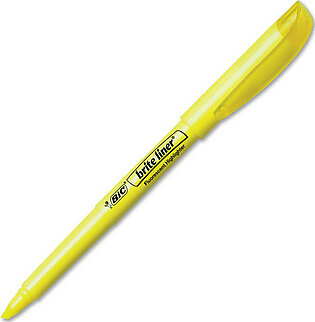 Bic Brite Liner Highlighter - Chisel Marker Point Style - Fluorescent Yellow Ink - 12 / Dozen (BL11YW)