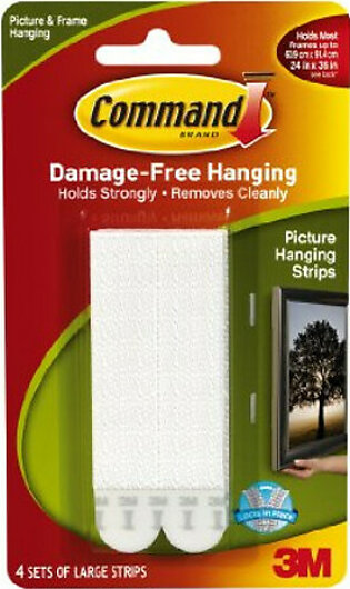 Command Stay Large Picture Hanging Strip - Plastic - 4 strip - White (MMM17206)