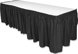 Genuine Joe Table Skirts - 14 Ft X 29" - Adhesive Backing - 6 / Carton - Polyester - Black (11916ct)