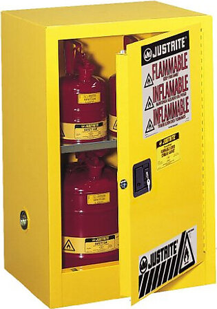 Justrite Flammable Liquid Cabinet - 18" x 23.25" x 35" - 1 x Shelf(ves) - Yellow - R3 Safety rts-891200