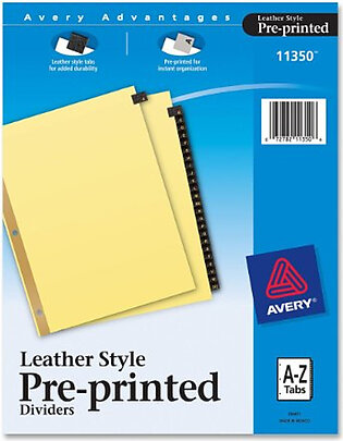 Avery A-z Gold Line Black Leather Tab Divider - Printeda - Z - 25 Tab[s]/set - 8.50" X 11" - 25 / Set - Buff Divider - Black Tab (AVE11350)