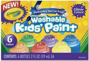 Crayola 6-color Glitter Washable Kids Paint - 2 Oz - 6/set - Red, Yellow, Blue, Green, Purple, Orange (54-2400)