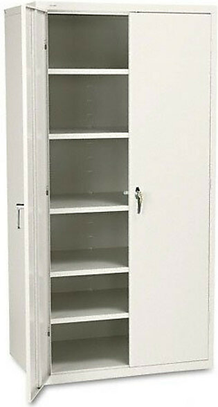 Hon Steel Storage Cabinet - 36" X 24.3" X 71.3" - Steel - 5 X Shelf[ves] - Security Lock, Leveling Glide - Putty (SC2472L)