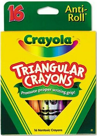 Crayola Triangular Anti-roll Crayons - Assorted Wax - 16 / Box (524016)