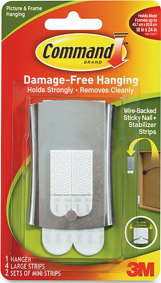 Command Sticky Nail Wire-back Hanger - Plastic - Removable - 1 / Pack - Silver (MMM17048)