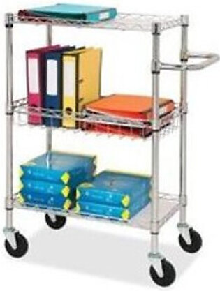 Lorell 3-tier Rolling Carts - 4 Caster - Steel - 18" X 30" X 40" - Chrome (LLR84858)