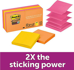 Post-it Super Sticky Jewel Pop Pop-up Refills - Self-adhesive, Repositionable - 3" X 3" - Assorted - Paper - 10 / Pack (R33010SSAU)