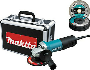Makita 9557PBX1 4-1/2 In. Paddle Switch Cut-off/angle Grinder W/ Diamond Blade And [4] Grinding Wheels